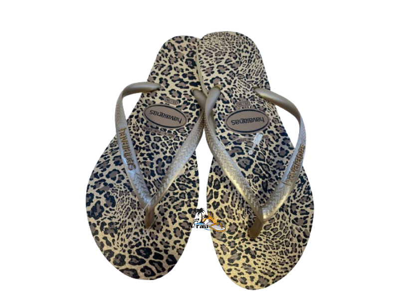 Chinelo Havaianas Slim Animais Areia/Dourado