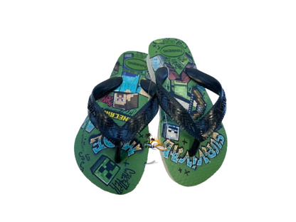 Chinelo Havaianas Kids Top Minecraft Bege Palha