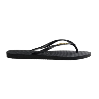 Chinelo Havaianas Slim Logo Metalic Preta / Dourada