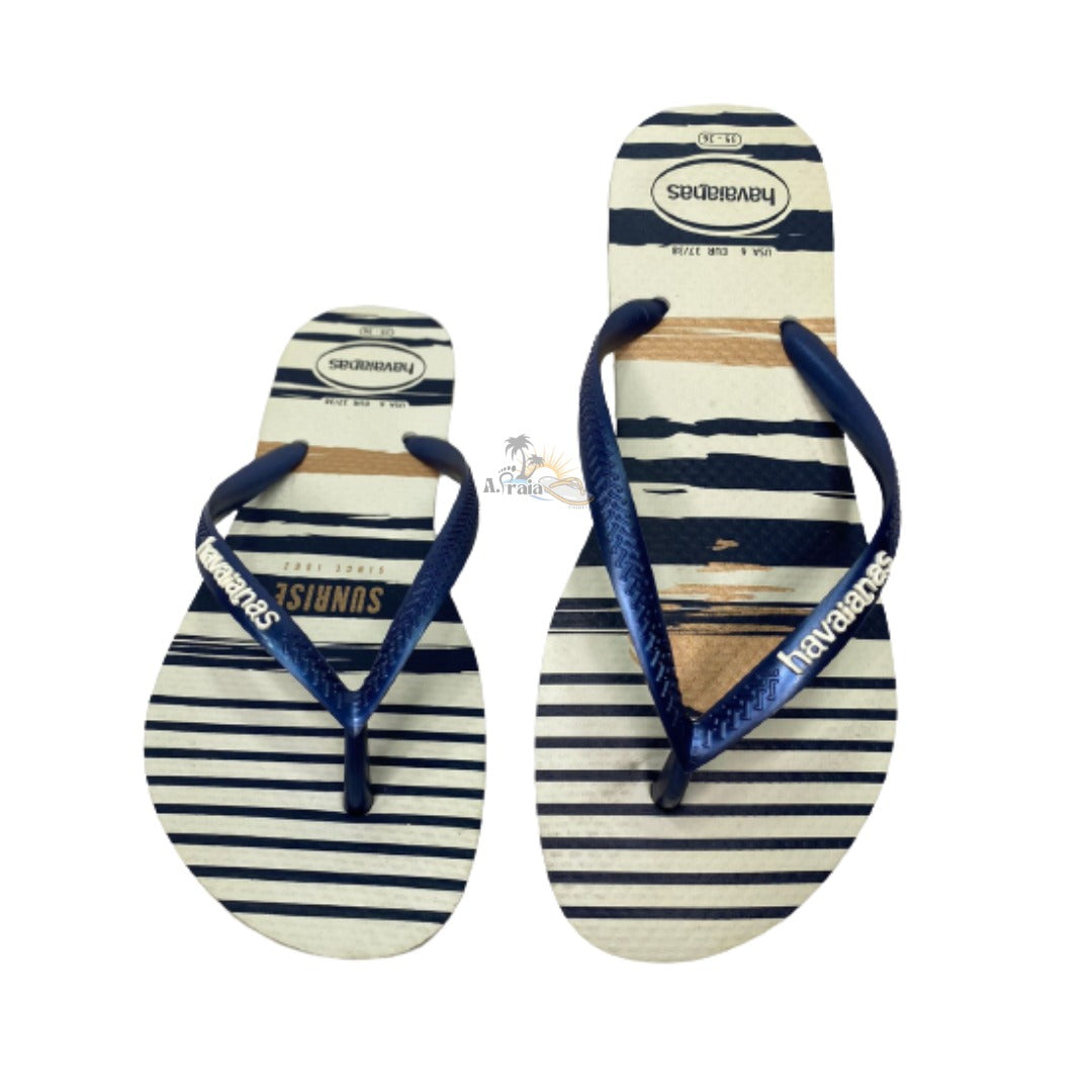 Chinelo Havaianas Slim Nautical Branco /Marinho