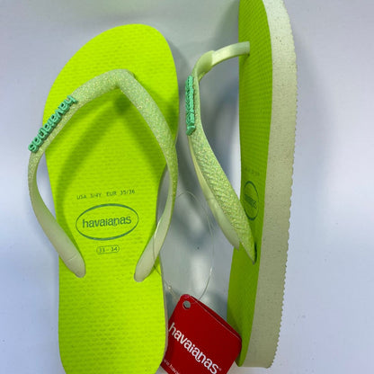 Chinelo Havaianas Slim Glitter Neon Lima