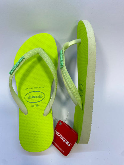 Chinelo Havaianas Slim Glitter Neon Lima