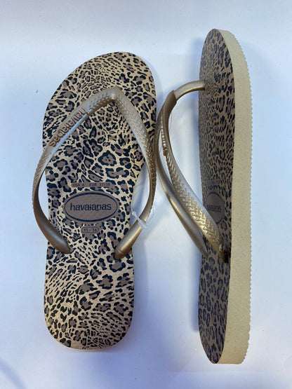 Chinelo Havaianas Slim Animais Areia/Dourado