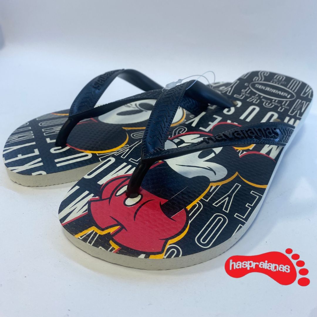 Chinelo Havaianas Top Disney branco e preto