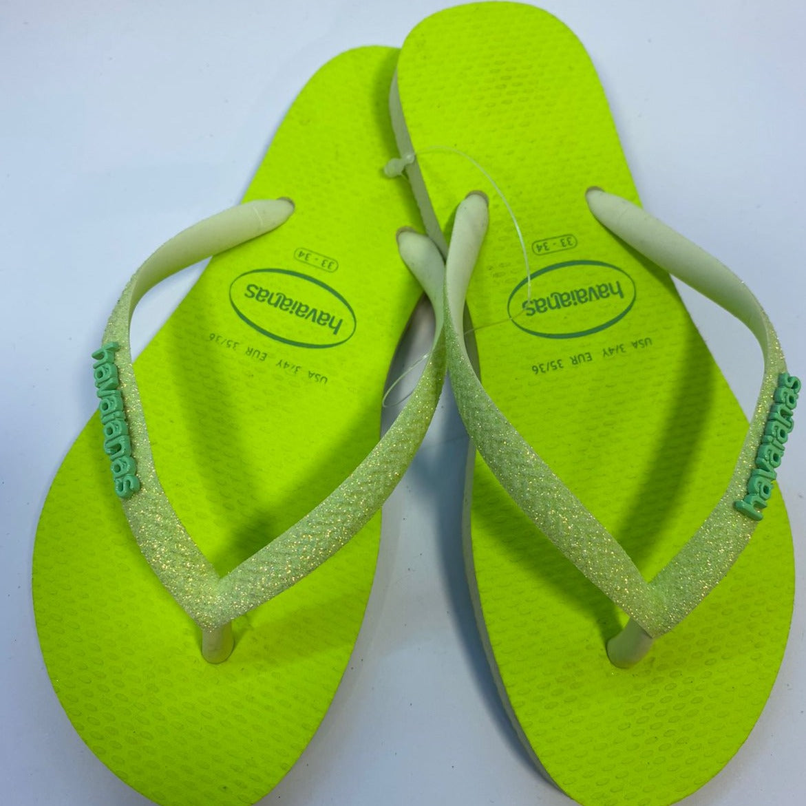 Chinelo Havaianas Slim Glitter Neon Lima