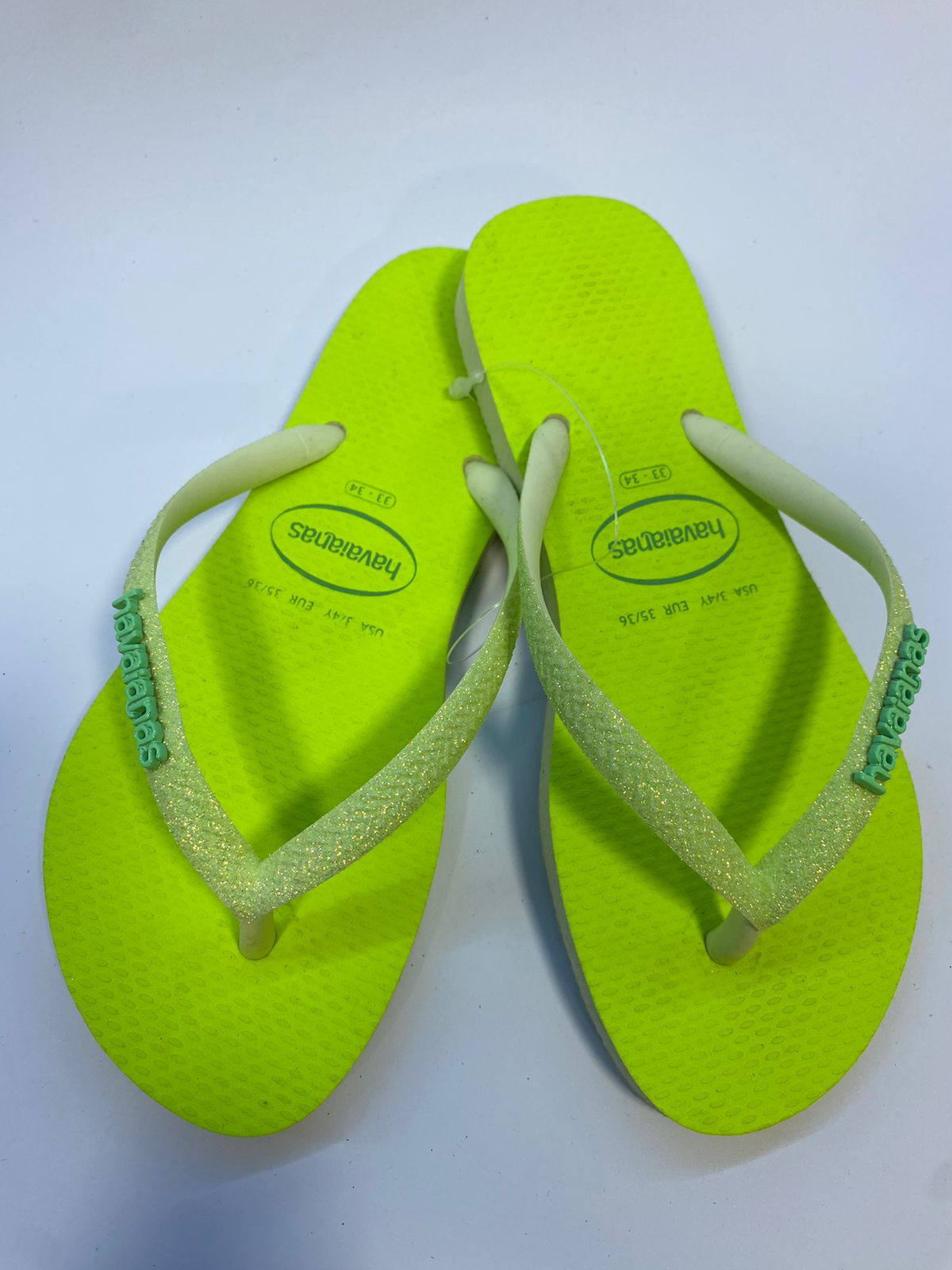 Chinelo Havaianas Slim Glitter Neon Lima