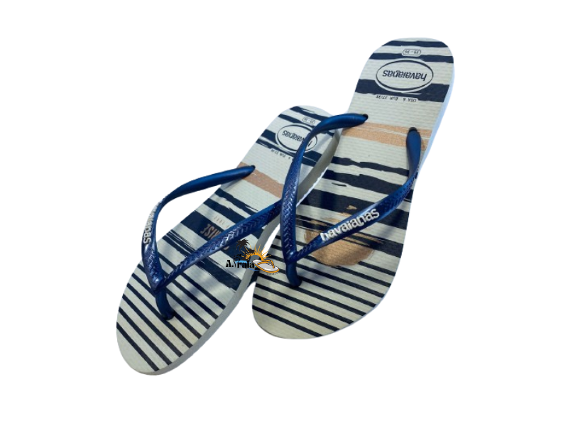 Chinelo Havaianas Slim Nautical Branco /Marinho