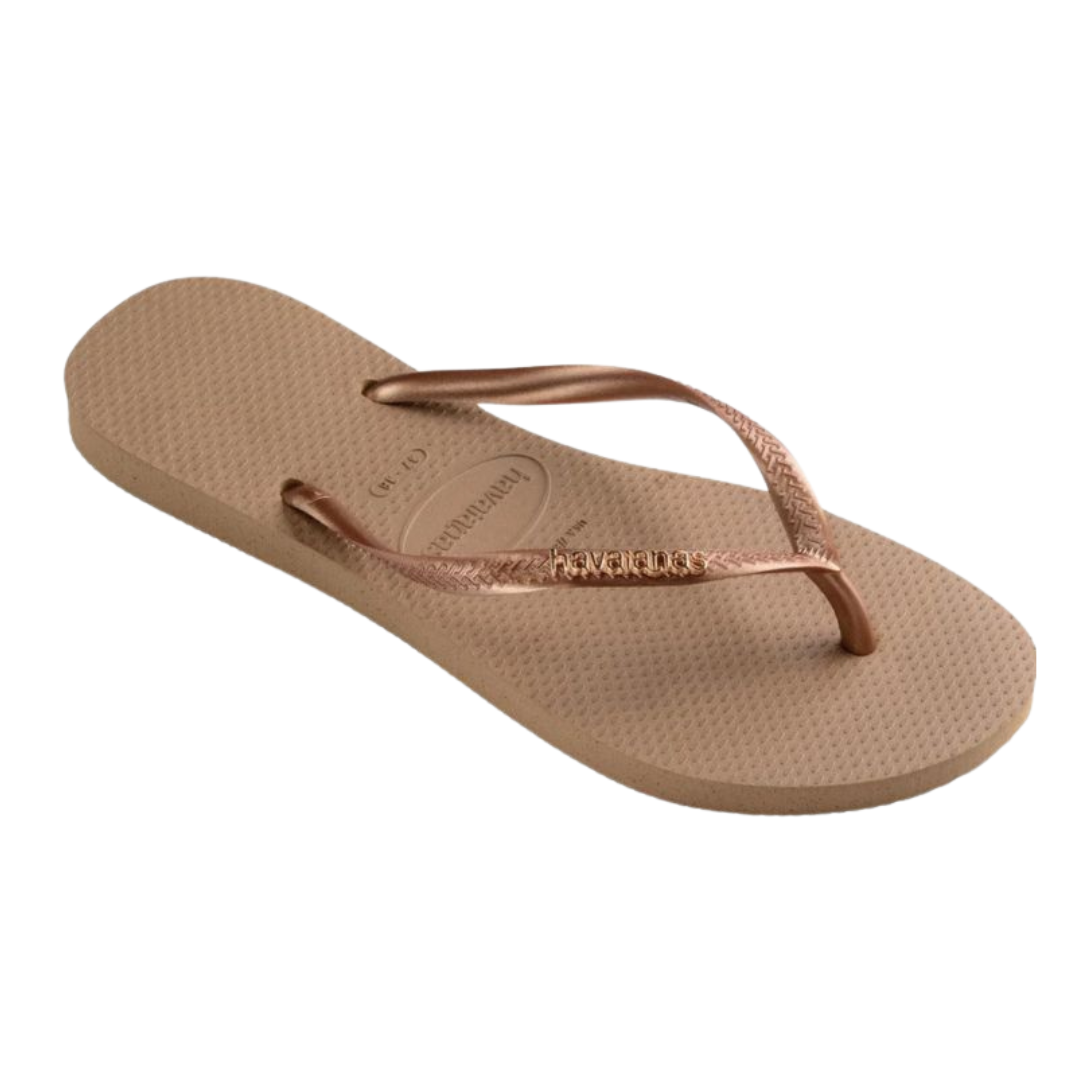 Chinelo Havaianas Slim Logo Metalic Rose Gold