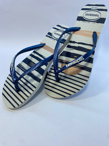 Chinelo Havaianas Slim Nautical Branco /Marinho