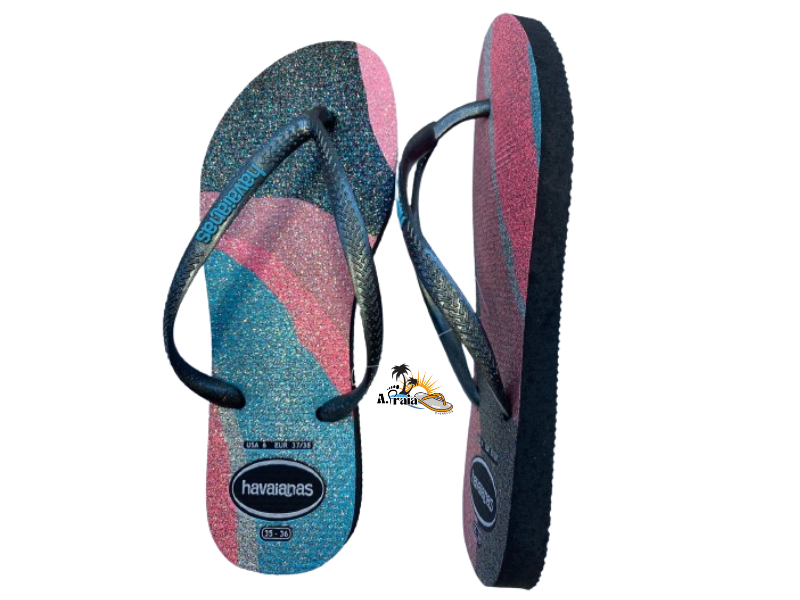 Chinelo Havaianas Slim Palette Glow Preta