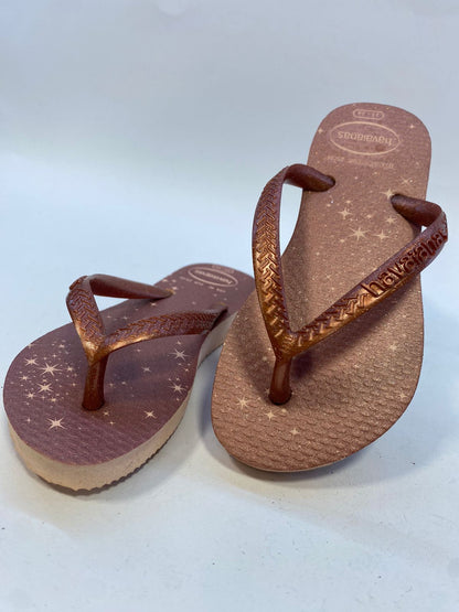 Chinelo Havaianas KIids Slim Gloss Rosa Ballet/Dourado