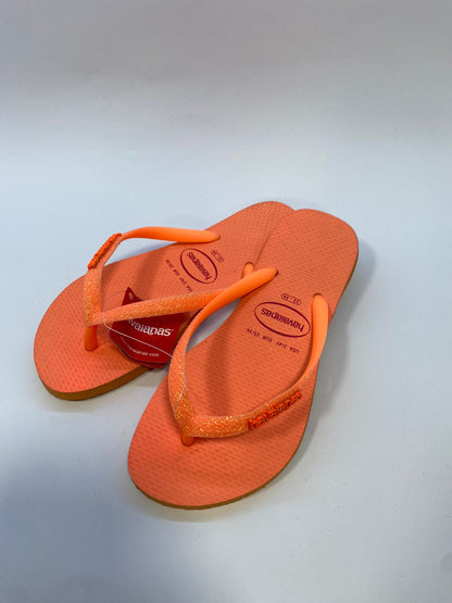 Chinelo Havaianas Slim Glitter Neon Coral Spark