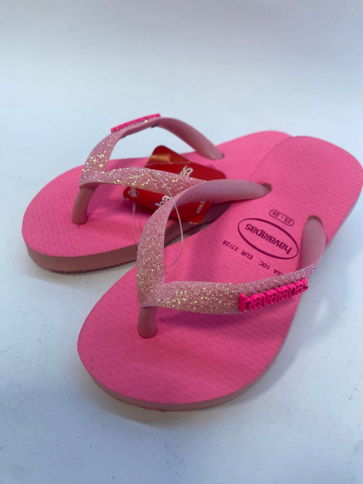 Chinelo Havaianas Kids Slim Glitter Neon Rosa Macaron