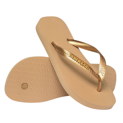 Chinelo Havaianas Top Logo Metalic Doiurado