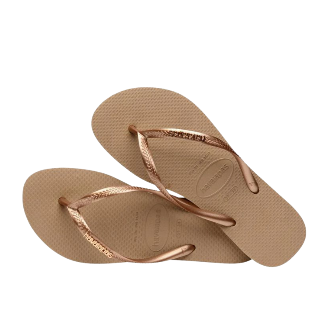 Chinelo Havaianas Slim Logo Metalic Rose Gold