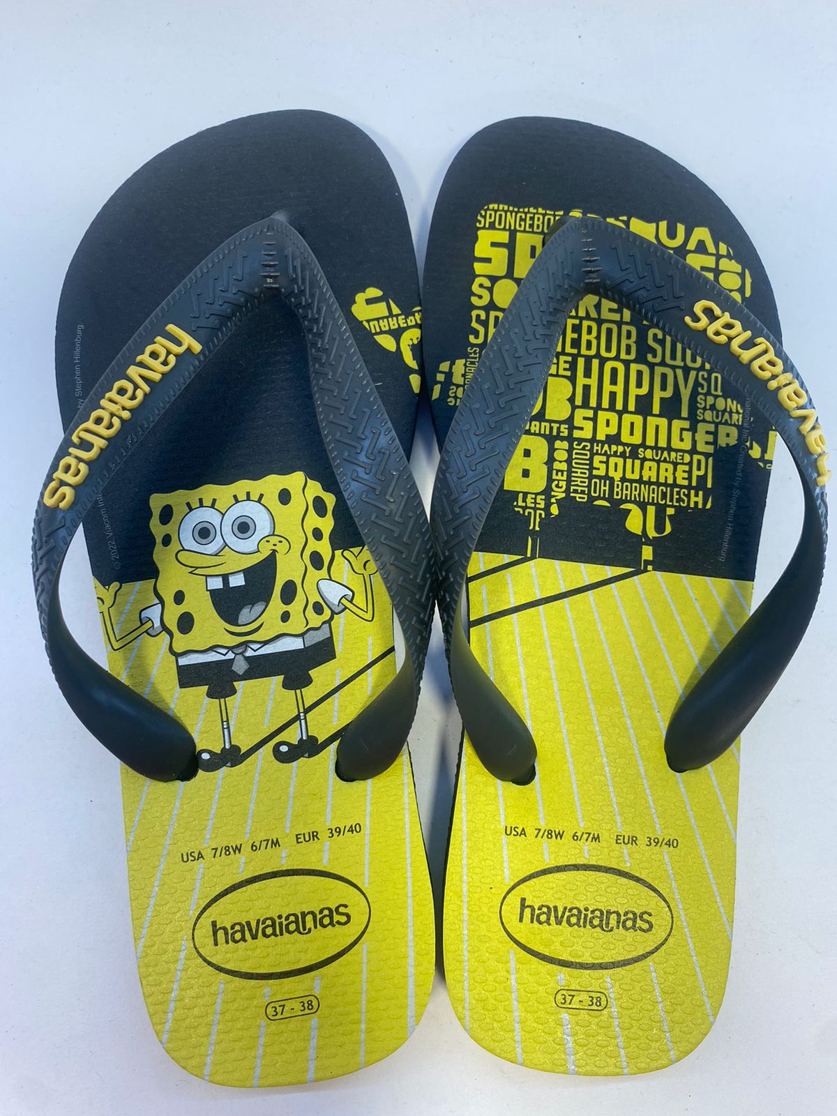 Chinelo Havaianas Top Spongebob Preto/Amarelo