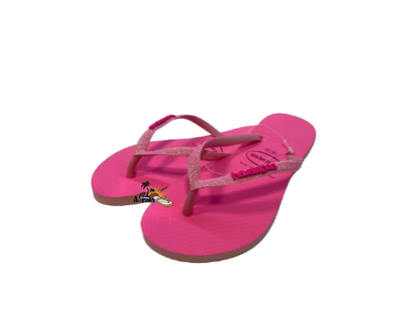 Chinelo Havaianas Slim Glitter Neon Rosa Macaron