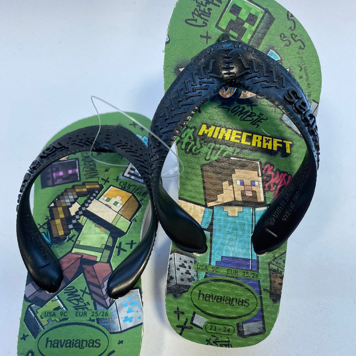 Chinelo Havaianas Kids Top Minecraft Bege Palha