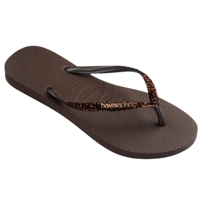 Chinelo Havaianas Slim Glitter II Cafe