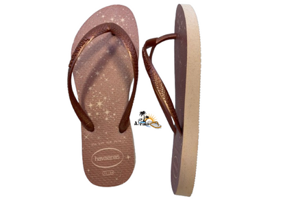 Chinelo Havaianas KIids Slim Gloss Rosa Ballet/Dourado