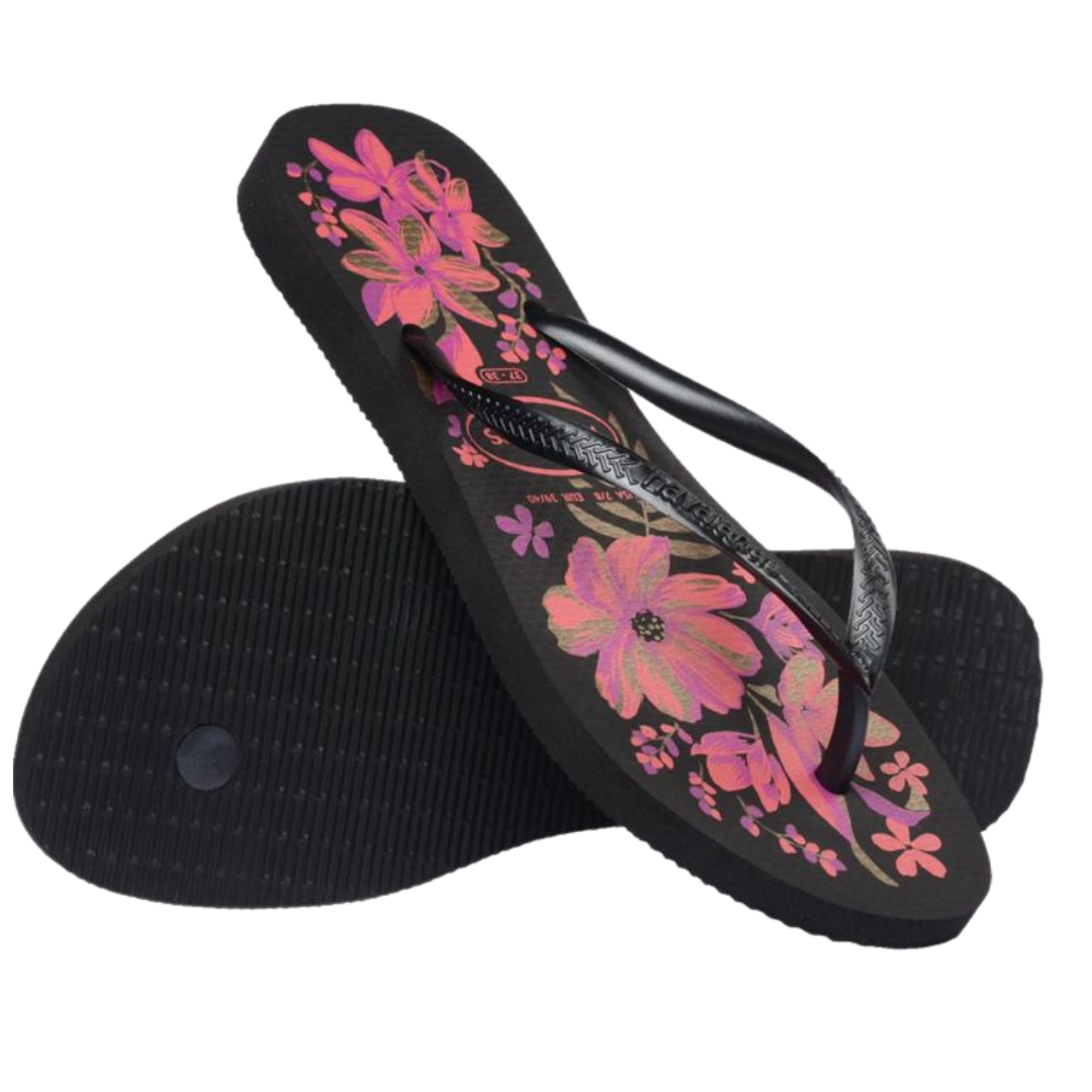 Chinelo Havaianas Slim Organic Preta / Cinza /Ouro