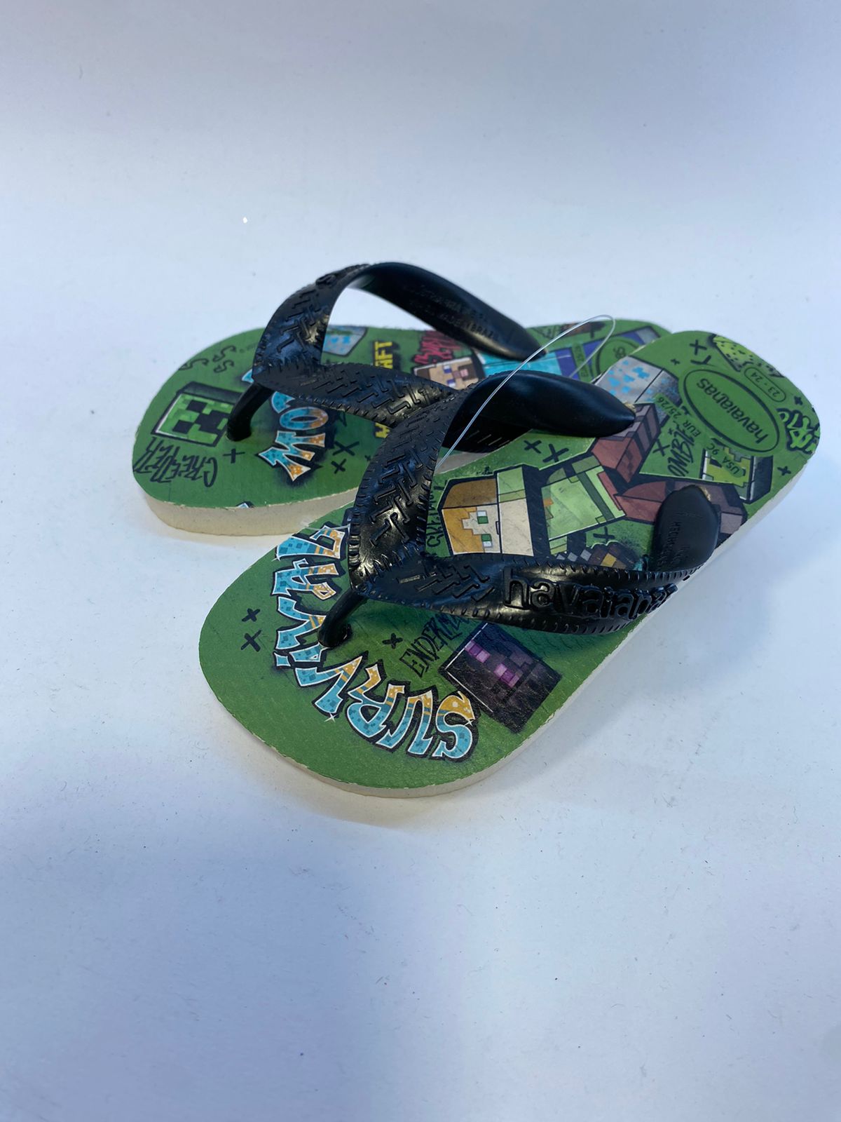 Chinelo Havaianas Kids Top Minecraft Bege Palha