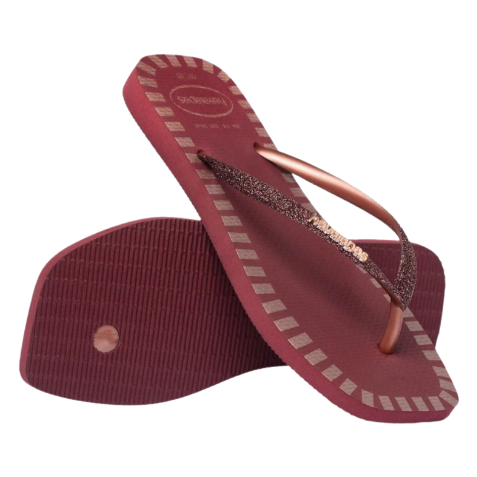 Chinelo Havaianas Glitter Contour Amaranto