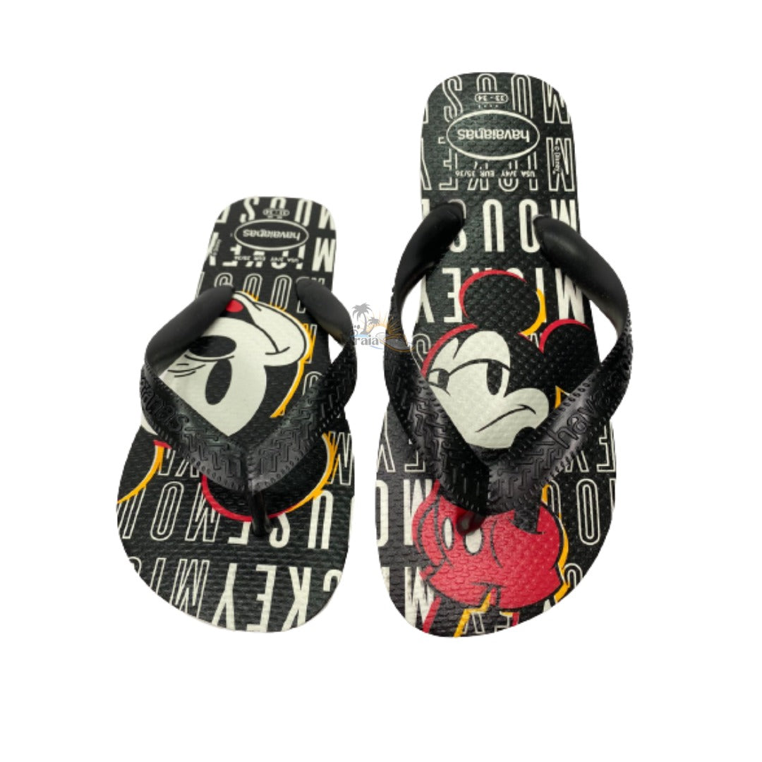 Chinelo Havaianas Top Disney branco e preto