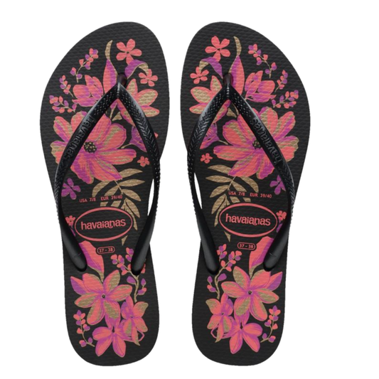 Chinelo Havaianas Slim Organic Preta / Cinza /Ouro