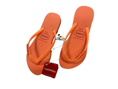 Chinelo Havaianas Slim Glitter Neon Coral Spark