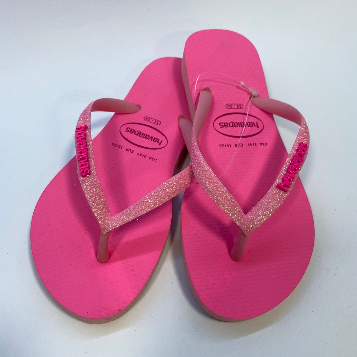 Chinelo Havaianas Slim Glitter Neon Rosa Macaron