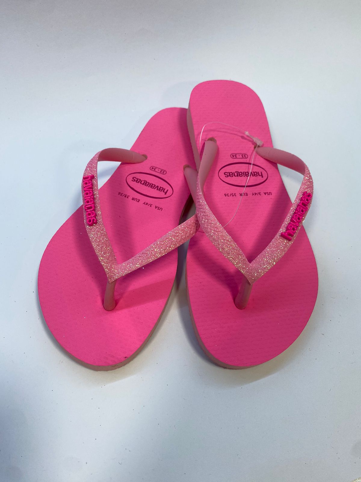 Chinelo Havaianas Slim Glitter Neon Rosa Macaron