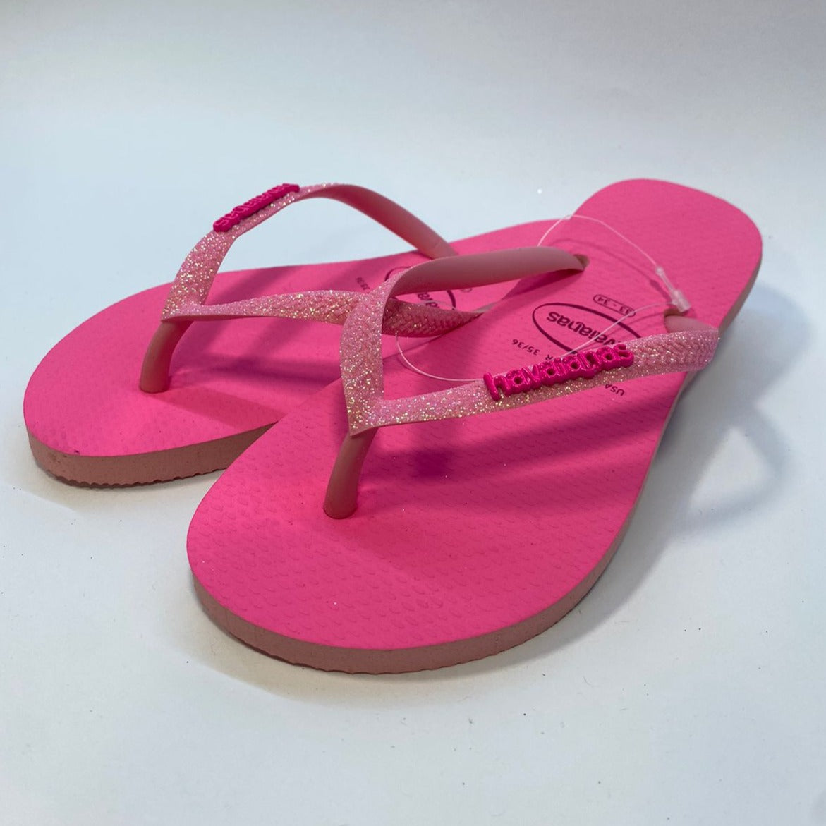 Chinelo Havaianas Slim Glitter Neon Rosa Macaron