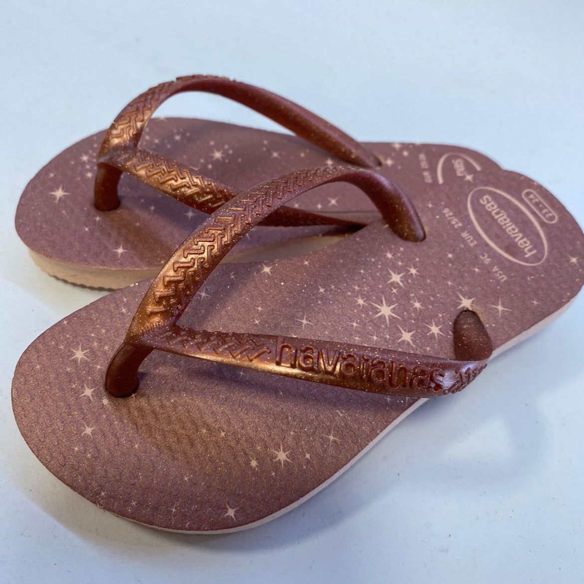 Chinelo Havaianas KIids Slim Gloss Rosa Ballet/Dourado