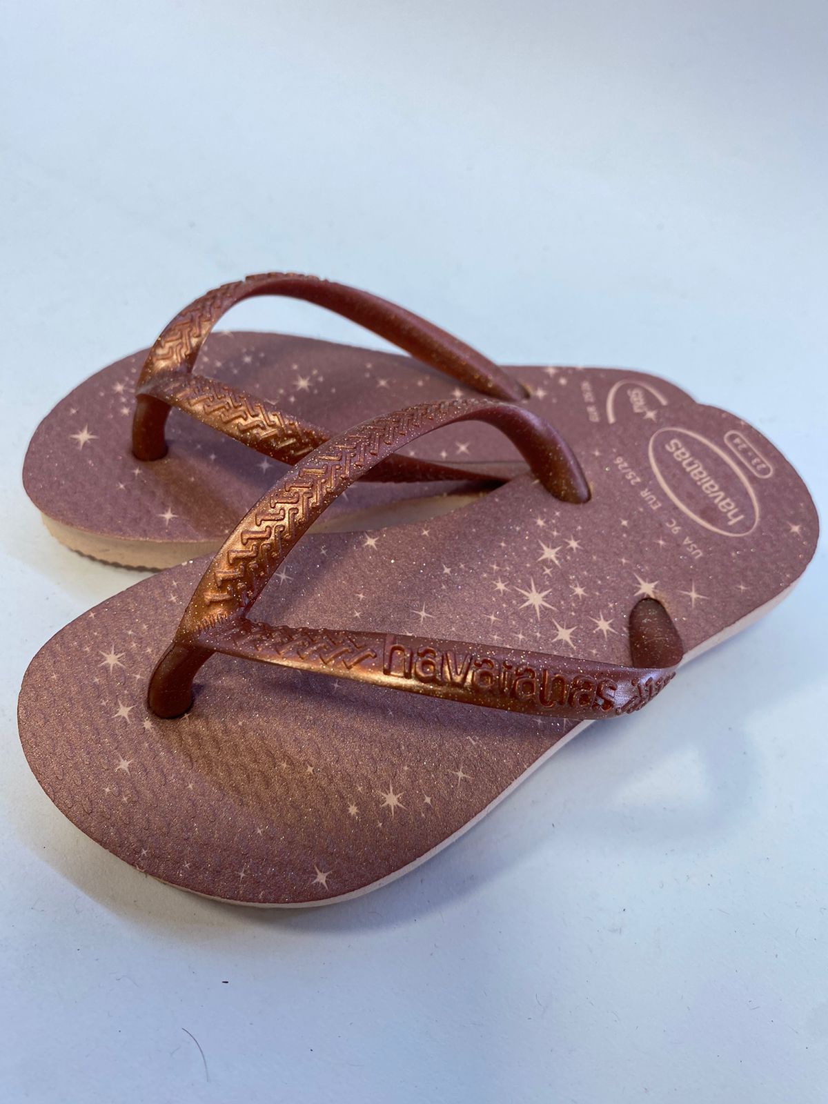 Chinelo Havaianas KIids Slim Gloss Rosa Ballet/Dourado