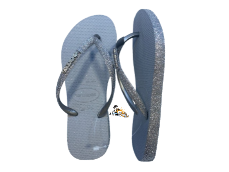 Chinelo Havaianas Slim Sparkle II Cinza Gelo