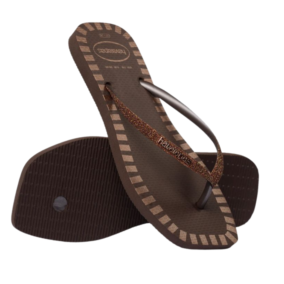 Chinelo Havaianas Glitter Contour Cafe