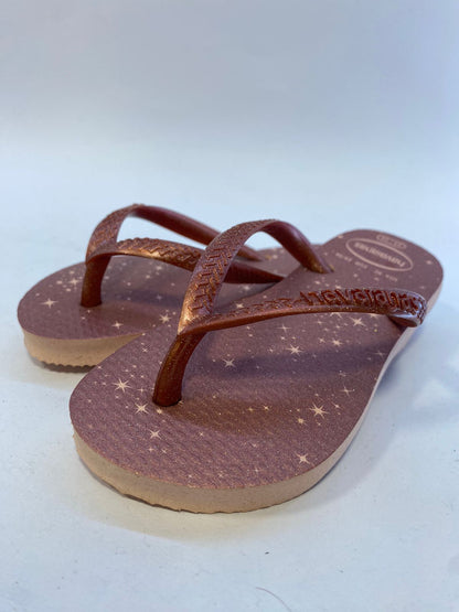 Chinelo Havaianas KIids Slim Gloss Rosa Ballet/Dourado