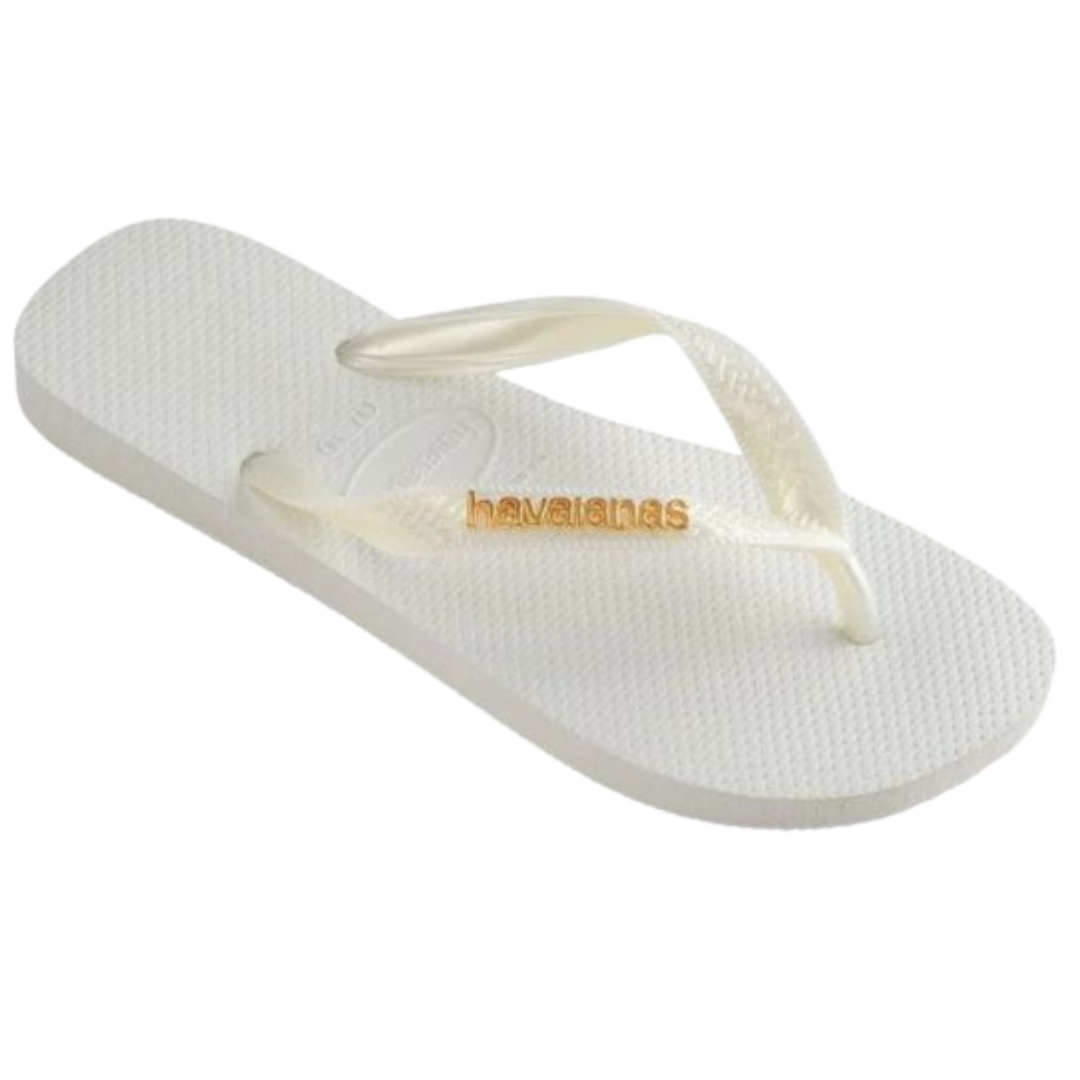 Chinelo Havaianas Top Logo Metalic Branca