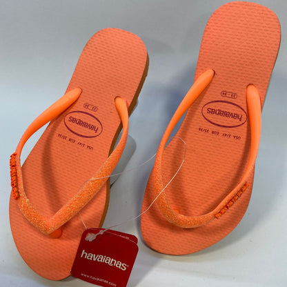 Chinelo Havaianas Slim Glitter Neon Coral Spark