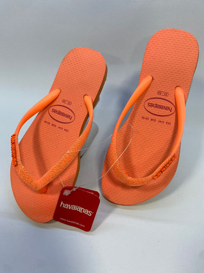 Chinelo Havaianas Slim Glitter Neon Coral Spark