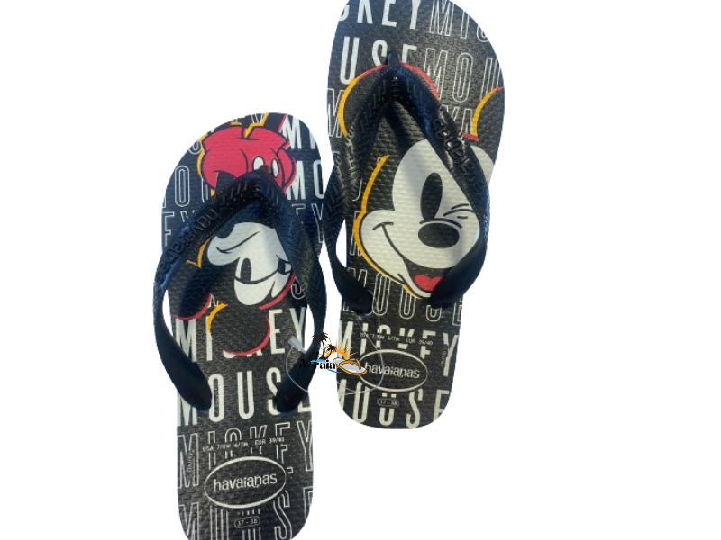 Chinelo Havaianas Top Disney branco e preto