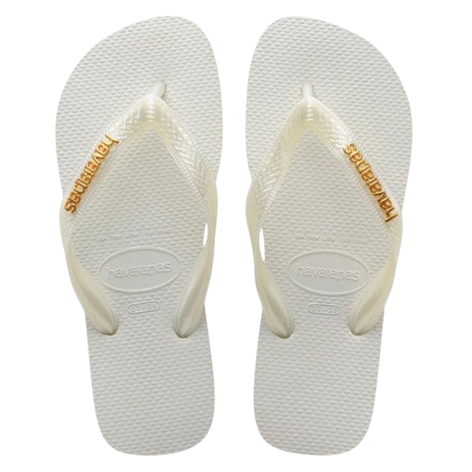 Chinelo Havaianas Top Logo Metalic Branca