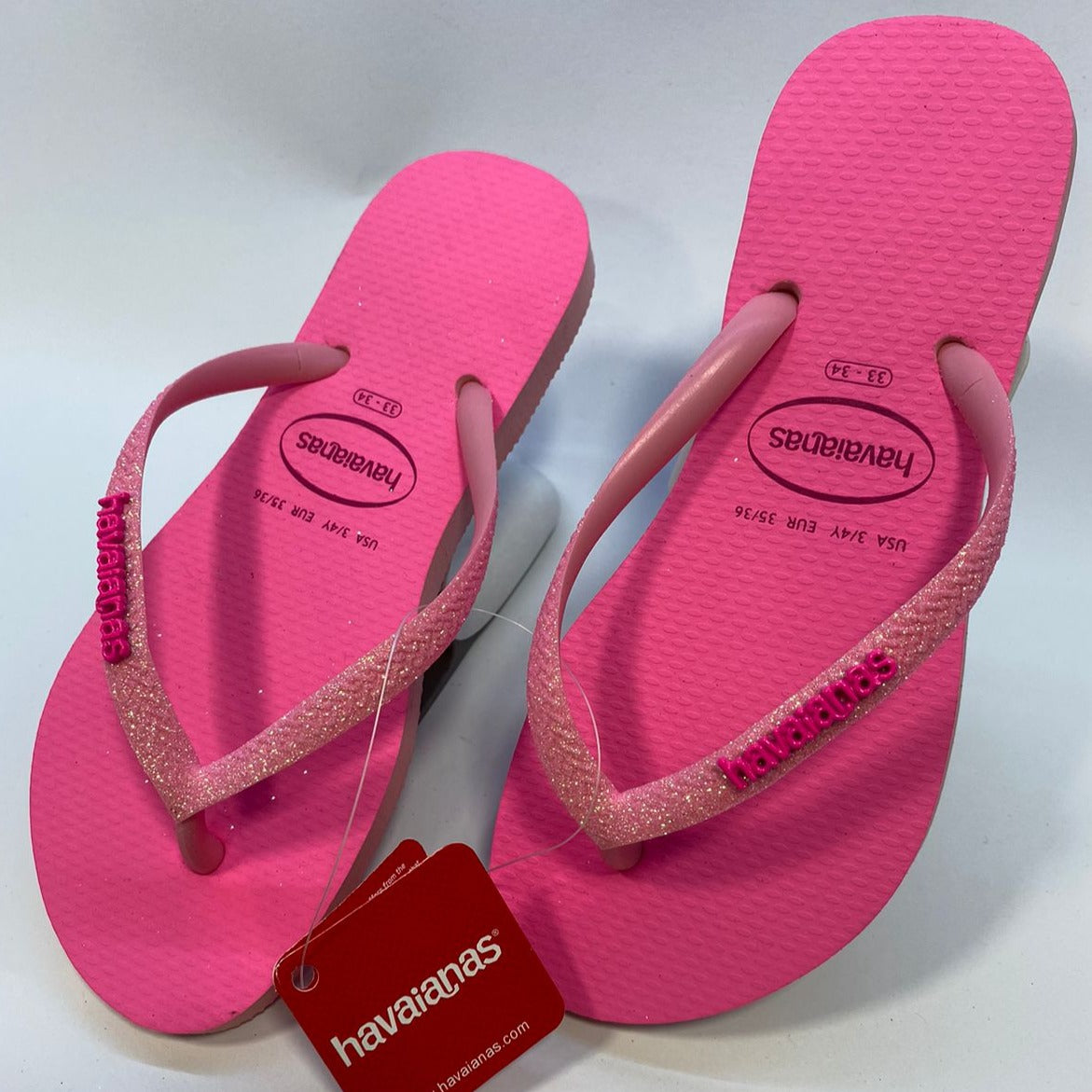 Chinelo Havaianas Slim Glitter Neon Rosa Macaron