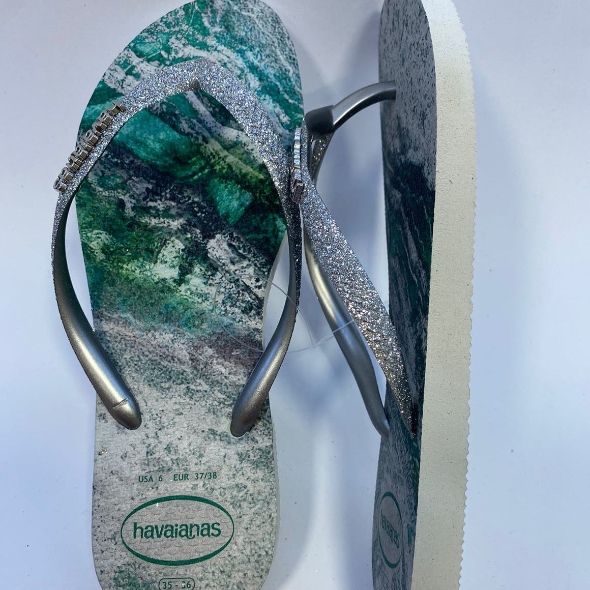 Chinelo Havaianas Slim Shine Us  Branco/Brighthsil