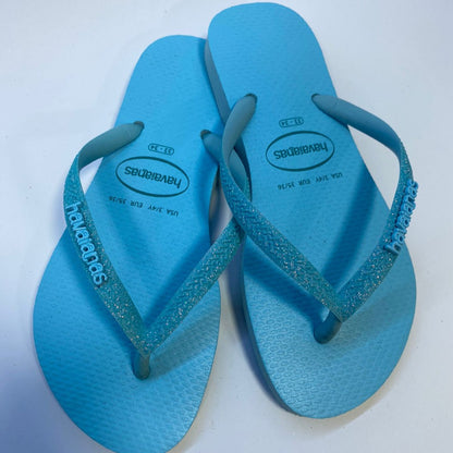 Chinelo Havaianas Slim Glitter Neon Azul Water