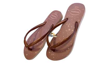 Chinelo Havaianas KIids Slim Gloss Rosa Ballet/Dourado