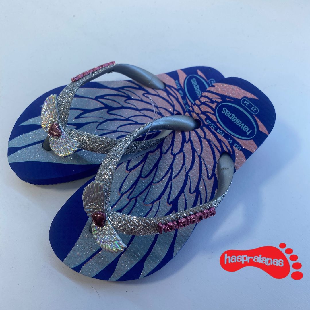 Chinelo Havaianas Slim Kids Glitter II Azul Naval