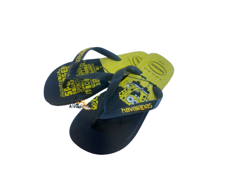 Chinelo Havaianas Top Spongebob Preto/Amarelo