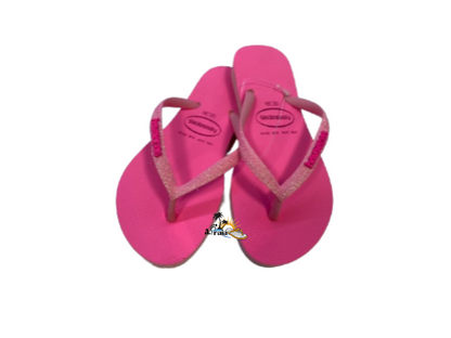 Chinelo Havaianas Kids Slim Glitter Neon Rosa Macaron